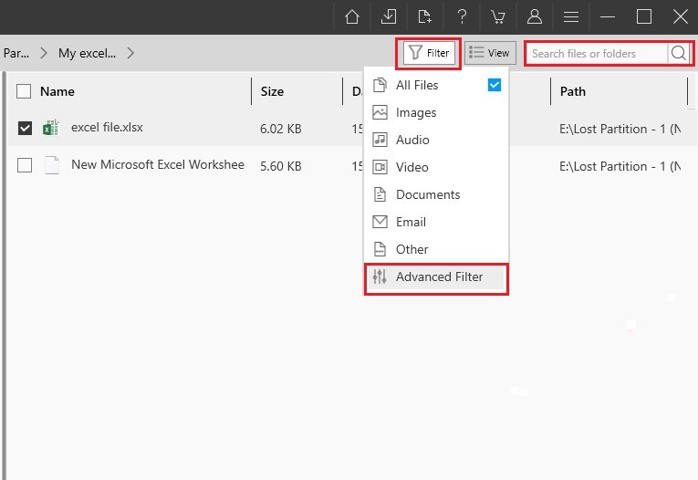 use-the-filter-to-sort-recovered-files