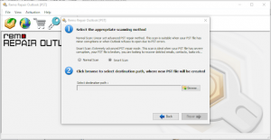 Select the repair button to fix PST file