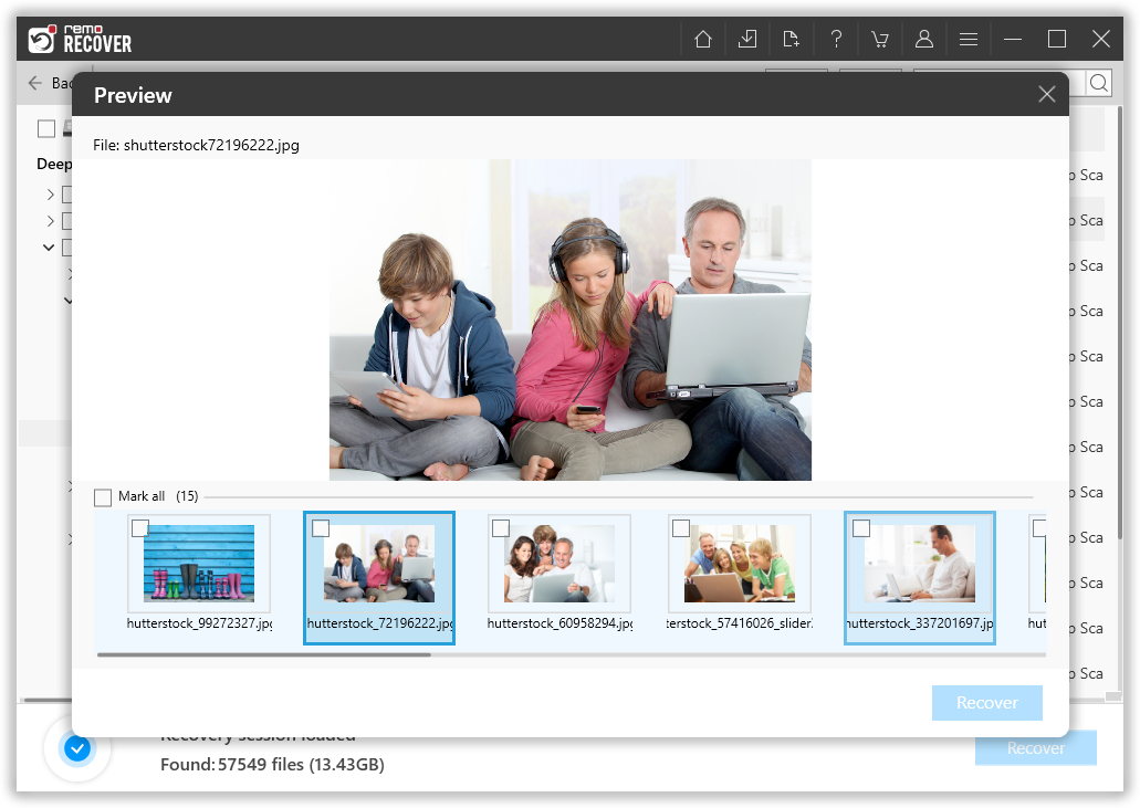 double-click to Preview recovered files