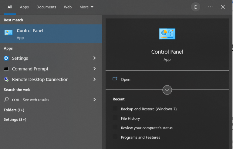 control panel