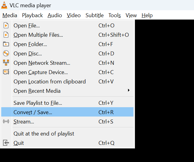 choose convert/save on VLC
