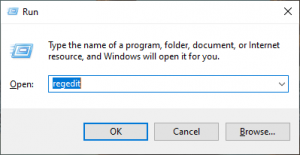 Type regedit on