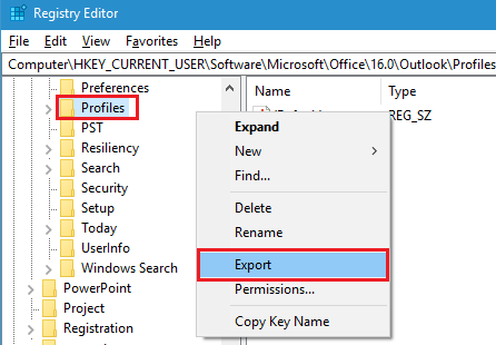 move outlook profile to new computer