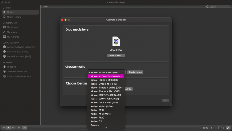 Convert & Stream - Drop the Media File Here