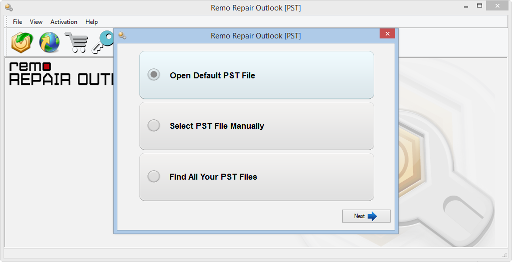 Remo PST Repair - Main Screen