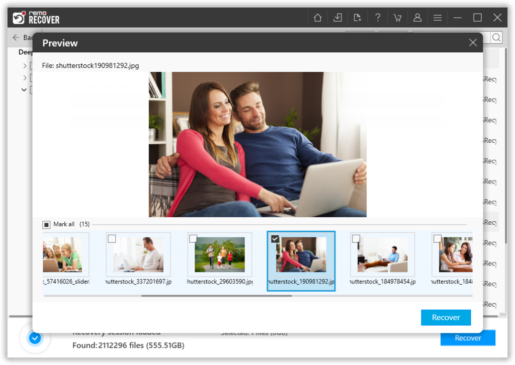 Preview the Recovered Photos
