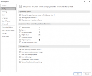 Print drawings created in Word option
