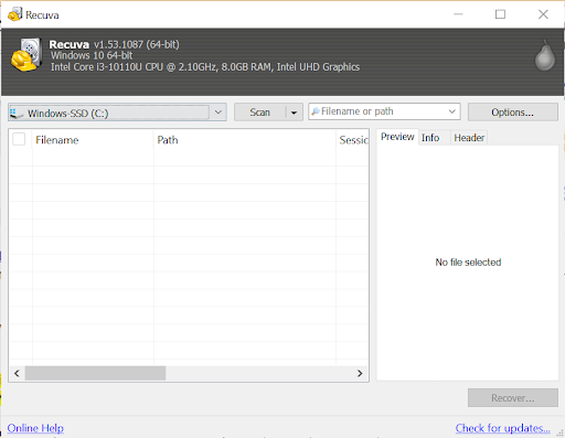 recuva photo recovery tool