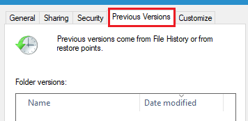 restore deleted files from previous versions