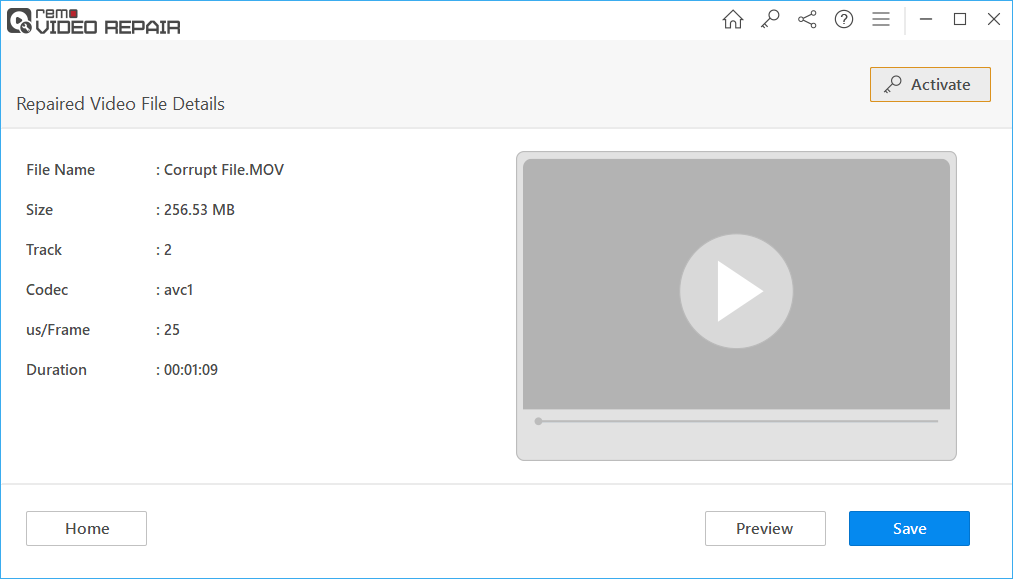 Enregistrer la vidéo réparée