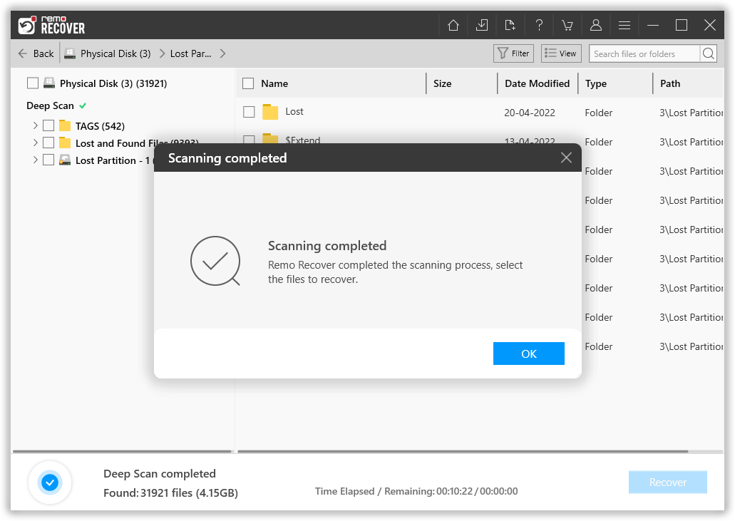 list of all recovered files from the usb drive