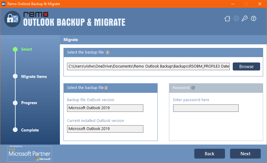 click on backup