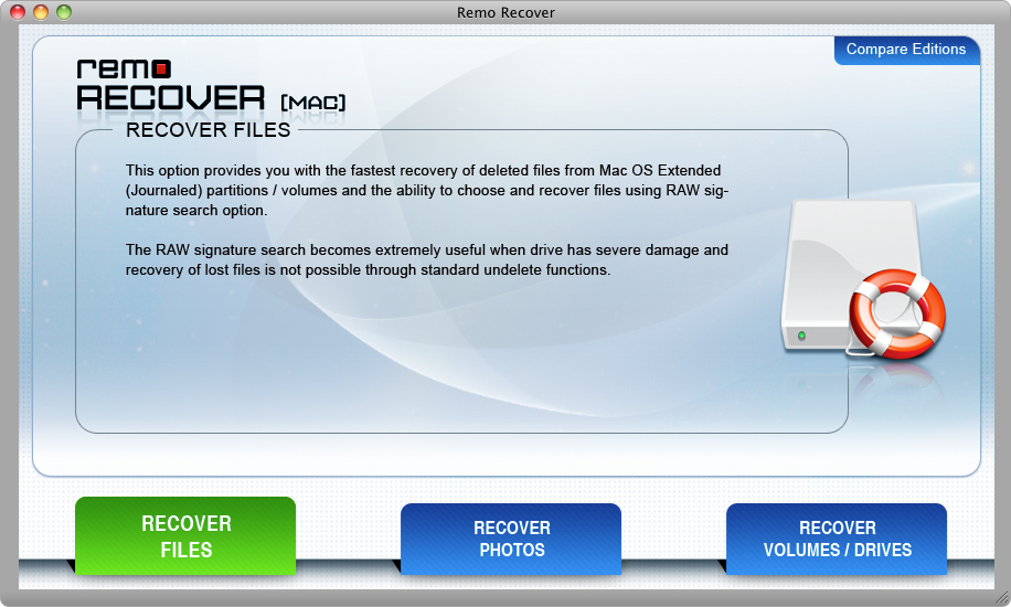 Select the Recover Files option to recover deleted files from mac ventura