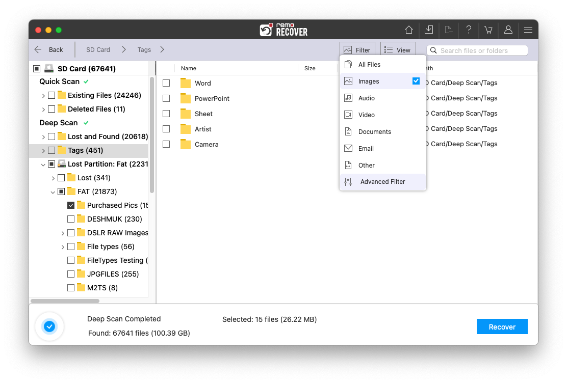find the files using smart filters
